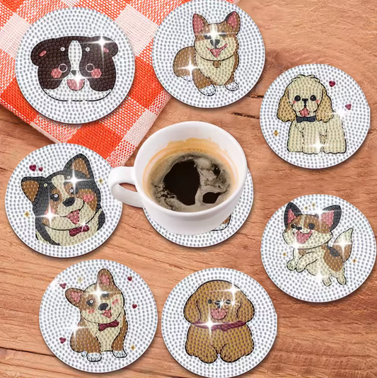 Porta Copos de Pintura com Diamantes - Cãezinhos