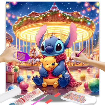 Stitch e Ursinho Pooh no Parque de Diversões