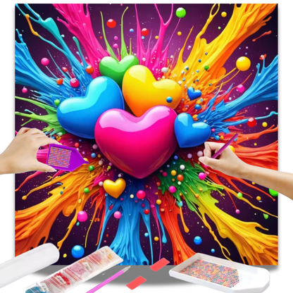 Corações de Tintas Coloridas
