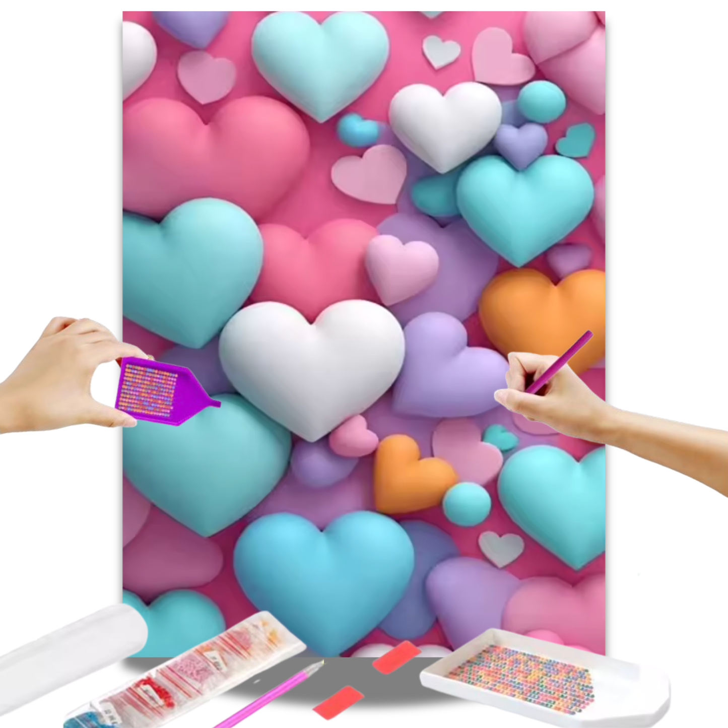 Corações Coloridos 3D