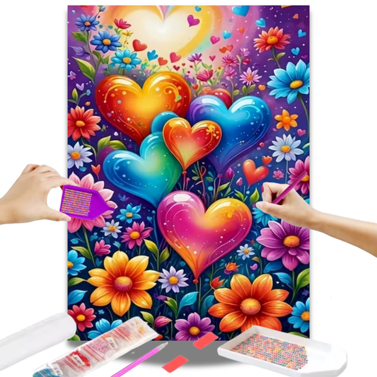 Corações e Flores Coloridas