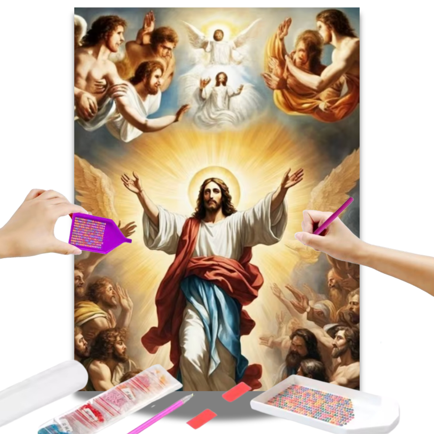 Jesus Cristo com Anjos no Céu