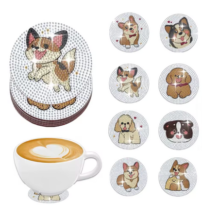 Porta Copos de Pintura com Diamantes - Cãezinhos