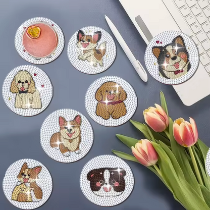 Porta Copos de Pintura com Diamantes - Cãezinhos