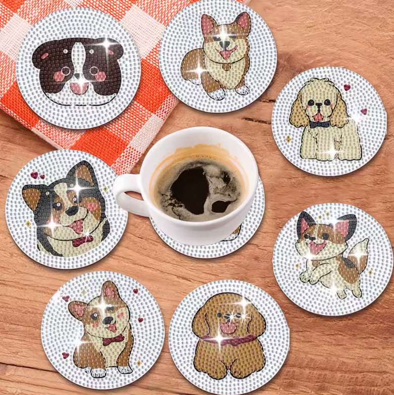 Porta Copos de Pintura com Diamantes - Cãezinhos